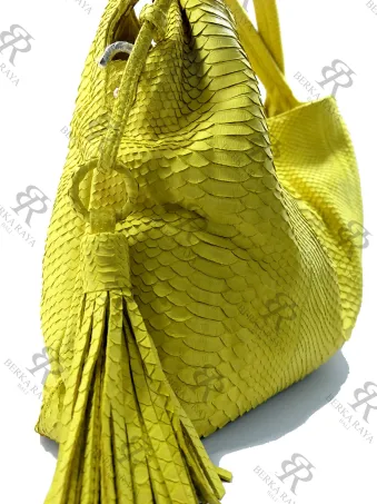 Python Skin Leather Tote Bag