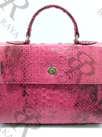 Python Skin Leather Handbag